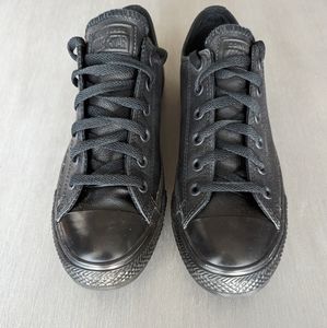 All black leather Converse shoes